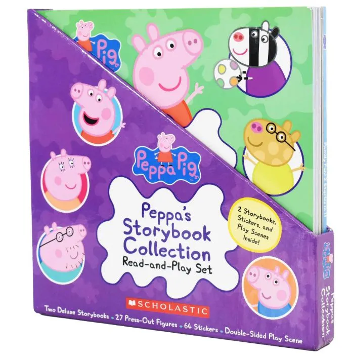 Peppa Pig Storybook Collection Read and Play Set includes 2 Storybooks Stickers and Play Scenes Inside!